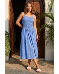 Roman - Petite Shirred Bodice Midi Dress - Lyst