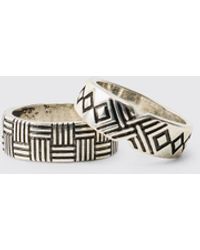BoohooMAN - Two Pack Patterned Rings - Lyst