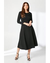 PRINCIPLES - Shawl Collar Ponte Midi Dress - Lyst