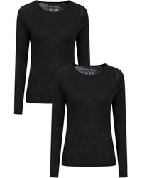 Mountain Warehouse - Merino Wol Ronde Hals Base Layer Top (set Van 2) (zwart) - Lyst
