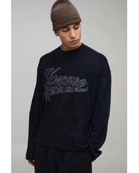 BoohooMAN - Oversized Boxy Waffle Flared Long Sleeve Leopard T-Shirt - Lyst