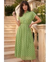 Roman - Spot Print Pleated Shirt Midi Dress - Lyst