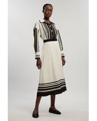 Karen Millen - Contrast Stripe Twill Woven Maxi Shirt Dress - Lyst