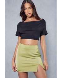 MissPap - Satin Split Hem Mini Skirt - Lyst