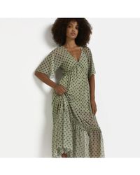 River Island Green Polka Dot Smock Midi Dress | Lyst UK