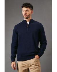 MAINE - Premium Pure Cotton Half Zip Funnel Jumper - Lyst