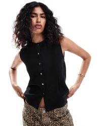 ASOS - Fitted Knit Longline Waistcoat With Seam Detail - Lyst