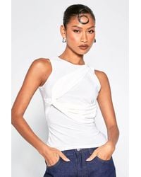 Boohoo - Matte Slinky Twist Front Detail Sleeveless Top - Lyst