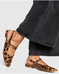 Boohoo - Wide Fit Leopard Patent Double Strap Mary Jane Ballets - Lyst