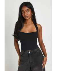Boohoo - Premium Stretch Contour Halterneck Corset Top - Lyst