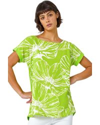 Roman - Linear Floral Print Stretch T-Shirt - Lyst