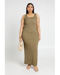 Boohoo - Plus Rib Scoop Neck Maxi Dress - Lyst