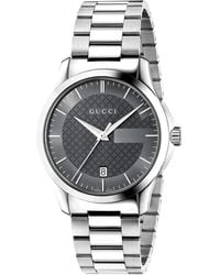 Gucci - G-Timeless Ya126441 -Uhr Mit Grauem Ziffernblatt Und Silbernem Armband - Lyst