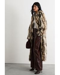 Oasis - Premium Zig Zag Longline Faux Fur Coat - Lyst