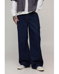 BoohooMAN - Tall Wash Contrast Stitch Baggy Carpenter Jeans - Lyst