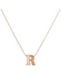 LÁTELITA London - Diamond Initial Letter Pendant Necklace Rose Gold R Sterling Silver - Lyst