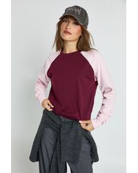 Boohoo - Contrast Raglan Long Sleeve Fitted Top - Lyst