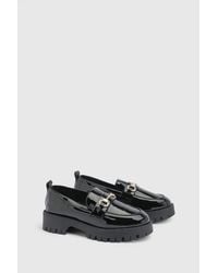 Boohoo - Patent Chunky T Bar Loafers - Lyst