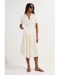 Karen Millen - Soft Tailored Pleated Belted Midi Dress - Lyst