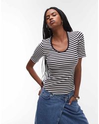 ARKET - Jersey Ribbed T-Shirt Top With Scoop Neck - Lyst