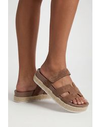 Boohoo - Cut Out Double Strap Platform Sliders - Lyst