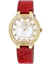 Gevril - Lugano Swiss Diamond Mop Dial Genuine Italian Handmade Leather Watch - Lyst