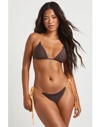 Boohoo - Trim Rope Detail Plunge Top And Tie Side Bikini Bottom - Lyst
