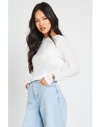 Boohoo - Petite Double Layer Slinky Long Sleeve Top - Lyst