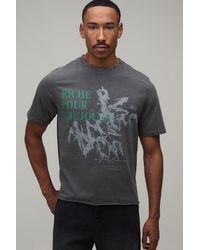 BoohooMAN - Regular Boxy Grunge Print Vintage Washed T-Shirt - Lyst