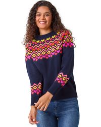 Roman - Heart Print Crew Neck Knit Jumper - Lyst