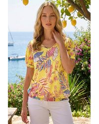 Roman - Animal Print Burnout Blouson Top - Lyst