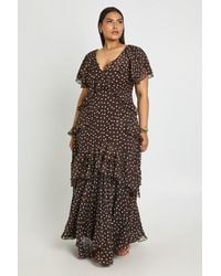 Boohoo - Plus Polka Dot Print Chiffon Cowl Neck Maxi Dress - Lyst