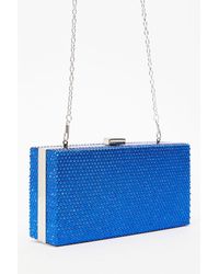 Quiz - Blue Diamante Box Bag - Lyst