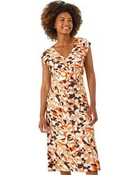 Roman - Geo Print Button Detail Midi Dress - Lyst