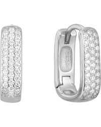 SEOL + GOLD - Sterling Small Pave Cz Rectangle Hoops - Lyst