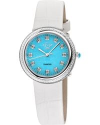 Gv2 - Arezzo Diamond Swiss Quartz Dial, Genuine Italian Handmade Torquoise Leather Watch - Lyst