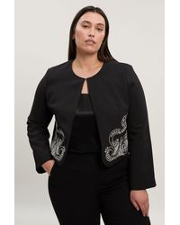 Karen Millen - Plus Size Tailored Cutwork Detail Collarless Jacket - Lyst