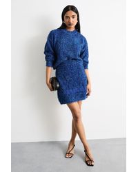 Warehouse - Metallic Knitted Mini Skirt - Lyst