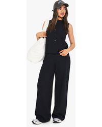Boohoo - Crinkle Rib Button Through Sleeveless Top And Trouser Set - Lyst