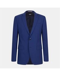 BOSS - Solid Patterned Single Button Notch Collared Blazer - Lyst