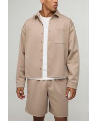 BoohooMAN - Oversized Scuba Harrington And Relaxed Short Set - Lyst