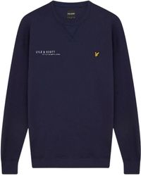 Lyle & Scott - Co-Ordinate Print Logo Marineblaues Sweatshirt - Lyst
