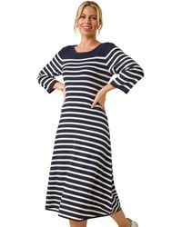 Roman - Petite Stripe Knitted Midi Dress - Lyst