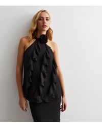 Gini London - Ruffle Detail Halter Neck Top - Lyst
