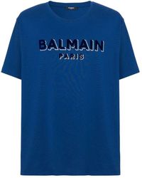 Balmain - Crewneck Oversized T-Shirt With Velvet Logo - Lyst
