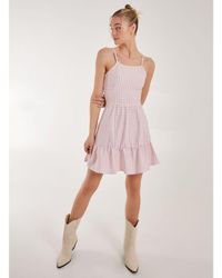 Pink Vanilla - Vanilla Open Back Gingham Skater Dress - Lyst