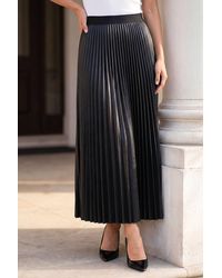 Roman - Faux Leather Pleated Skirt - Lyst