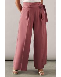 Wallis - Petite Self Belted Wide Leg Trouser - Lyst