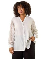Roman - Curve V-Neck Button Blouse - Lyst
