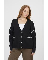 Brave Soul - Contrast Stitch Button Through V-Neck Cardigan - Lyst